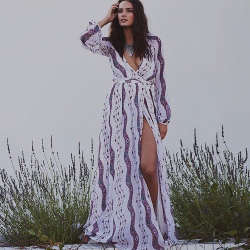 COPY - MARCHESA VOYAGE FLORAL SILK MAXI WRAP DRESS